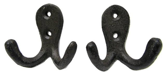 Lot 2 Antique-Style Rustic Little 2" Cast Iron Cup Robe Coat Hooks Hat Jewelry