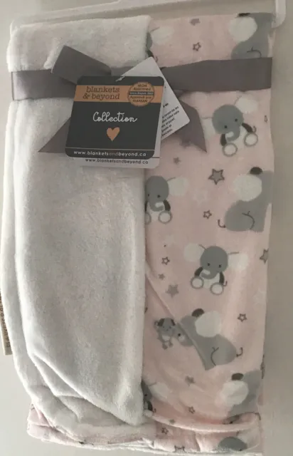 Manta de felpa suave rosa y crema ~ diseño de elefante becerro bebé ~ mantas y más allá