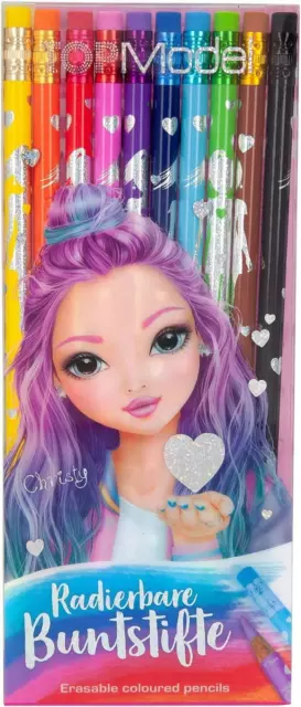 Estuche de plástico borrable lápices de colores TOPModel para niñas contiene 10 piezas coloridas