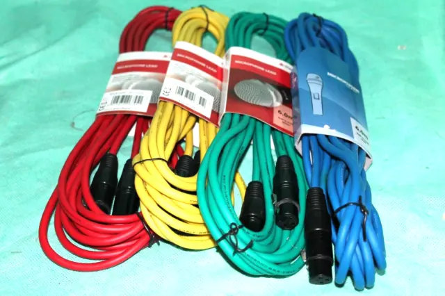 A V S L 6mtr XLR - XLR Microphone cables. 4 colours available