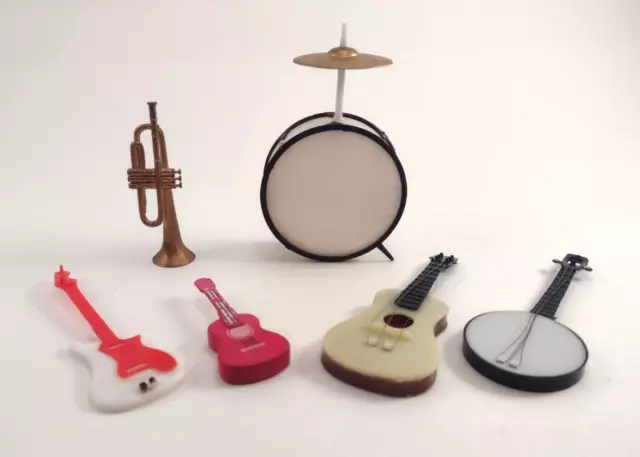 VTG Instruments Cake Toppers Drum Guitars Banjo Music Musician Birthday Cupcake