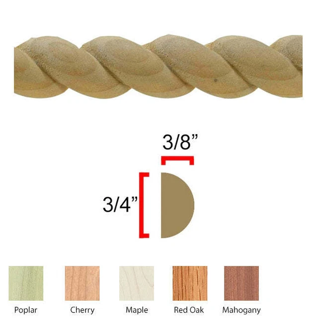 Rope Moulding EWRM12, 3/8" x 3/4"