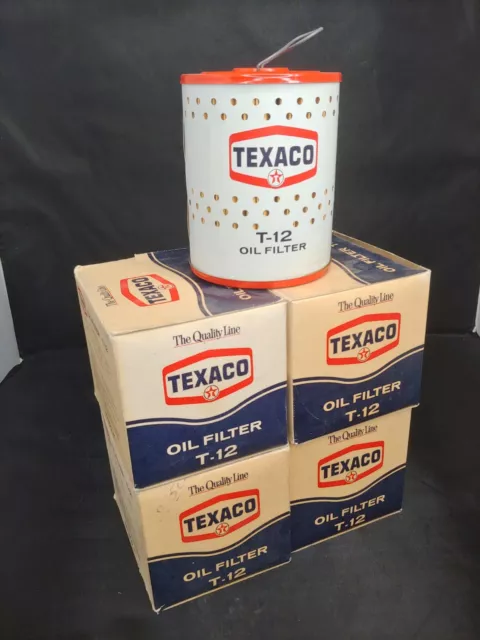 Texaco T 12 Oil Filters Nos New In Box (X Four)