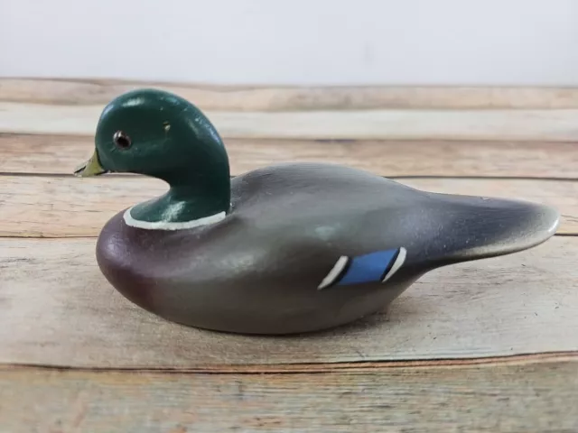 Vintage Abercrombie & Fitch Wooden Duck with Glass Eyes 5.5 inches DAMAGED BEAK