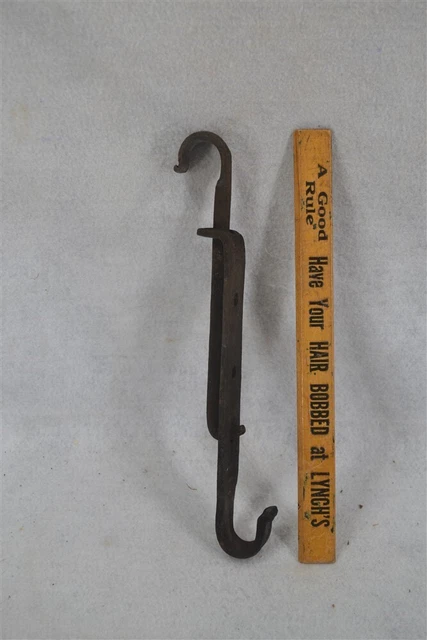 trammel pot hook fireplace cooking forged iron 18th 19th original antique