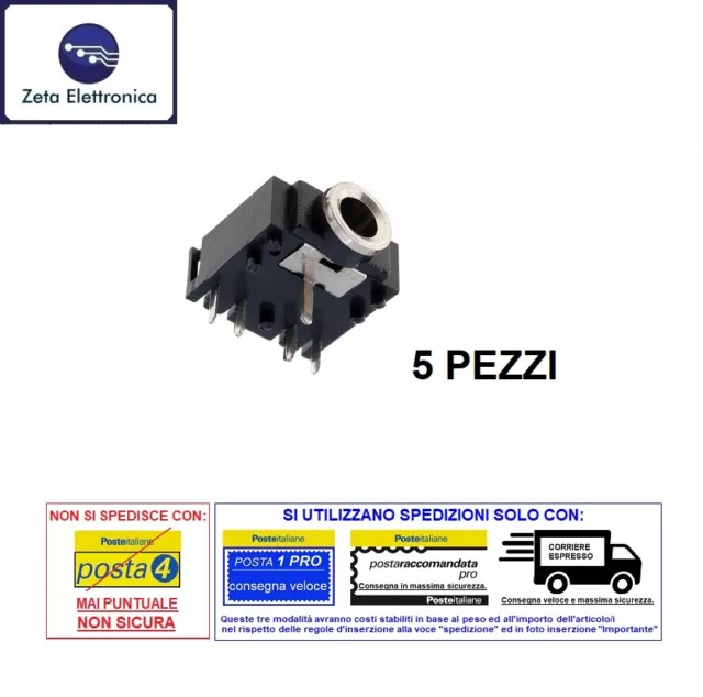 5PZ Salida Jack Estéreo 3,5 MM Audio Conector Hembra De PCB Para Conector Macho