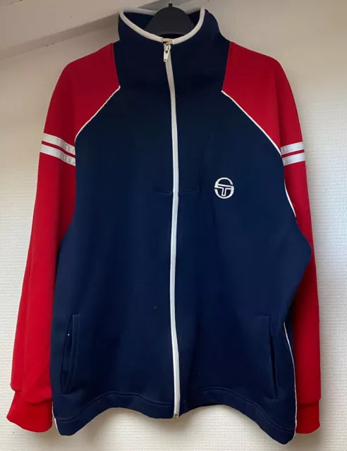 Vintage 80s Sergio Tacchini Veste Coupe-vent Col montant Manches Raglan L XL