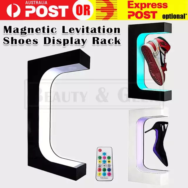 Levitating Shoes Display Lamp Stand Leather Sneaker Rotating Floating LED AU New