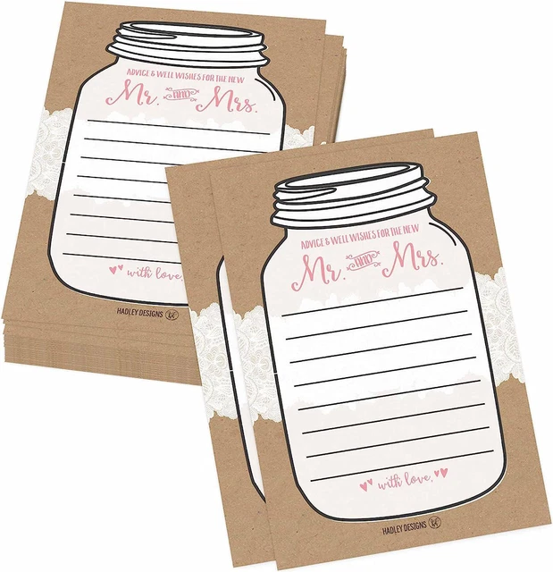 50 Rustic Wedding Advice Cards For Bride and Groom, Wedding Guest Book Bridal