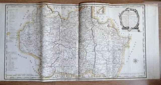 Mapa antiguo siglo XVIII de la provincia de Estremadura 1761-1780 Tomàs López