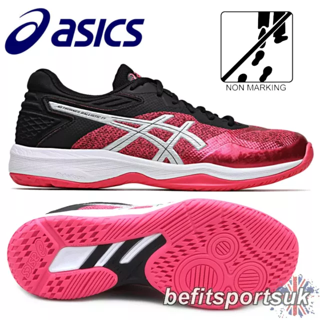 Asics Womens Netball Shoes Netburner Ff Ladies Court Non Marking Trainers Pink