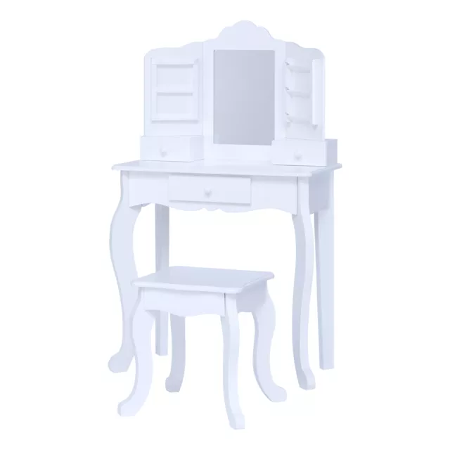 Set vanità toeletta bambini Fantasy Fields, specchio e sgabello bianco TD-13366D