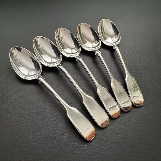 5x VINTAGE CHRISTOFLE SILVER PLATE HALLMARKED DECO DESSERT SPOONS MADE IN FRANCE