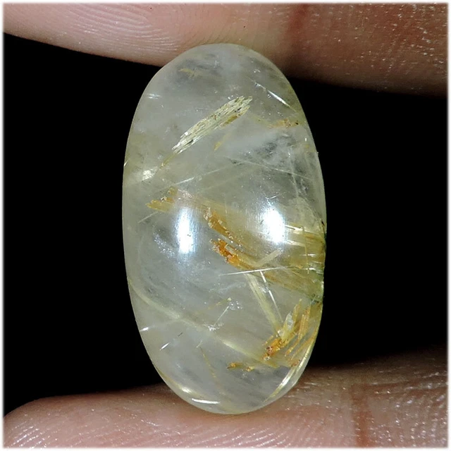 Naturel Doré Rutile Quartz Ovale Cabochon Desseré Gemme 18.00 Carat M780