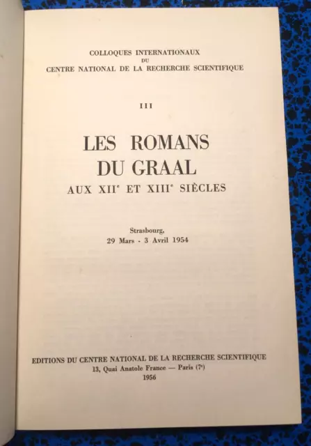 1956 LES ROMANS DU GRAAL DANS LA LITTERATURE DES XII et XIII SIECLES LIVRE CNRS 2