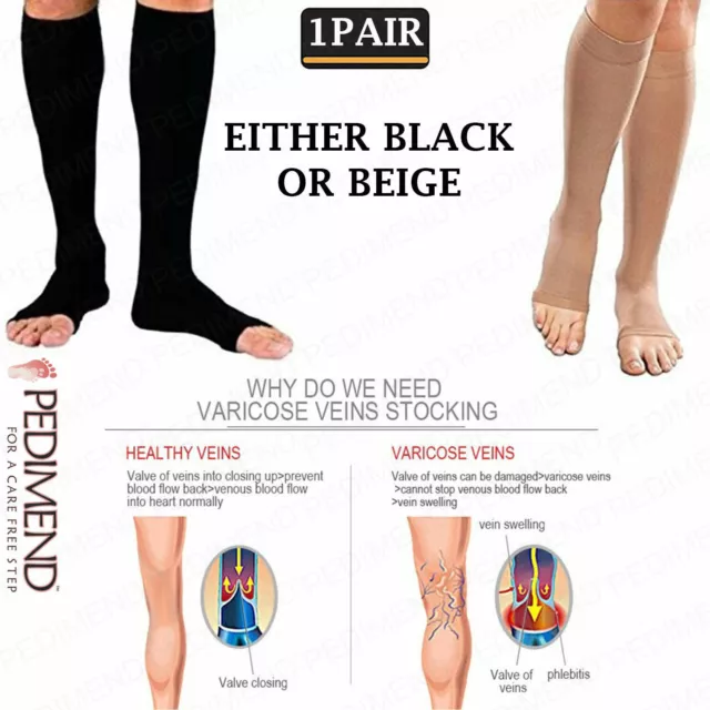 PEDIMEND Below Knee Support Stockings Varicose Vein Circulation Compression Sock