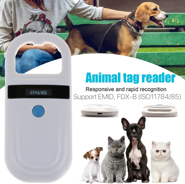Pet Microchip Scanner Animal Tag Scanner, Portable Handheld Rechargeable Reader