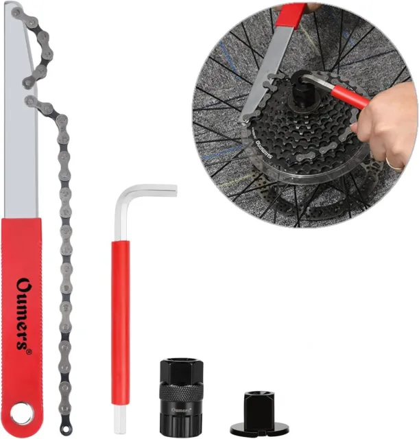 Oumers Bike Cassette Removal Tool with Chain Whip and Chain Wrench Bicycle Spro