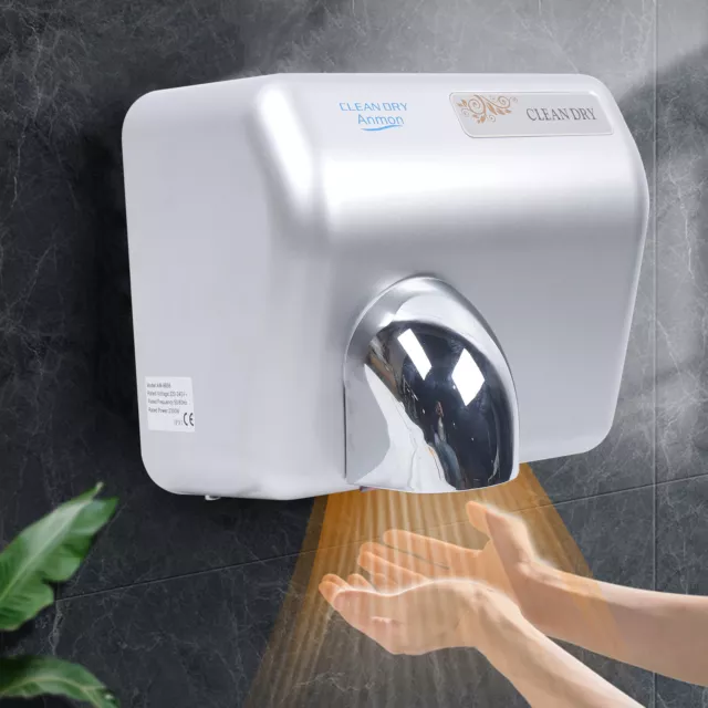 2300W Super Powerful Wall Mounted Automatic Hand Dryer 220V-240V Silver AU Plug