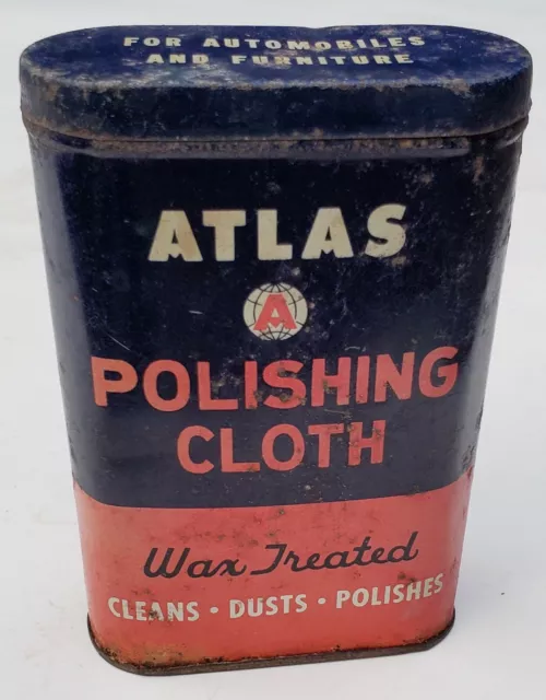 Old Vintage Atlas Polishing Cloth Tin Can Atlas Supply Company Newark New Jersy