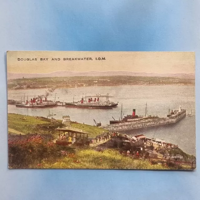 Douglas Postcard C1925 Bay And Breakwater Steamship Quay Isle Of Man