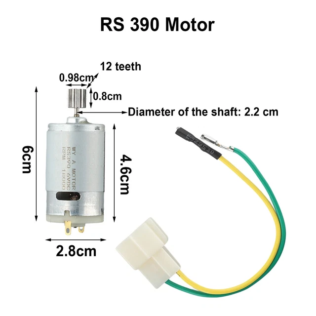 Moteur RS390 6V 18000 Tr/min - Pour Voiture à Pédales Enfant, Pièce De Rechange (Argent) - 9