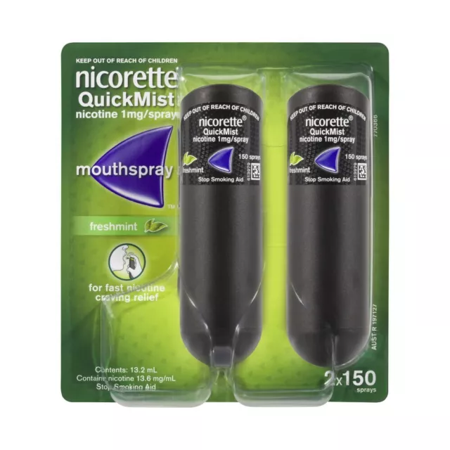 Nicorette Quickmist Mouth Spray Fresh Mint Freshmint- 2 x 150 Sprays (2 Pack)