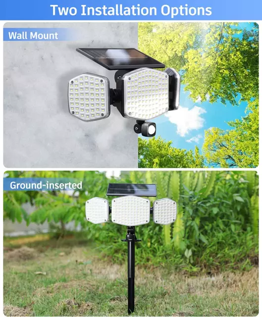 Solar Outdoor Lights Motion Sensor Outdoor Lights with Ground Stakes, 208 LED Su 3