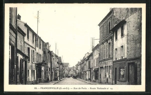 CPA Franconville, Rue de Paris - Route Nationale no 14