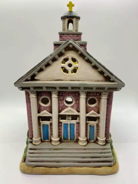 Vintage Ceramic Lefton Maple Street Church Colonial Village #06748 Dated 1988 E3