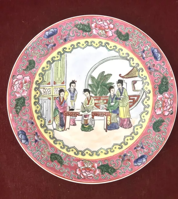 Vintage Macau Plate Nora Fenton Asian Design Hand Painted 10” Original Stamp