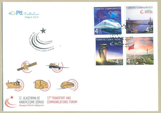 TURKEY 2021 MNH FDC 12th TRANSPORT AND COMMUNICATIONS FORUM FIRST DAY COVER