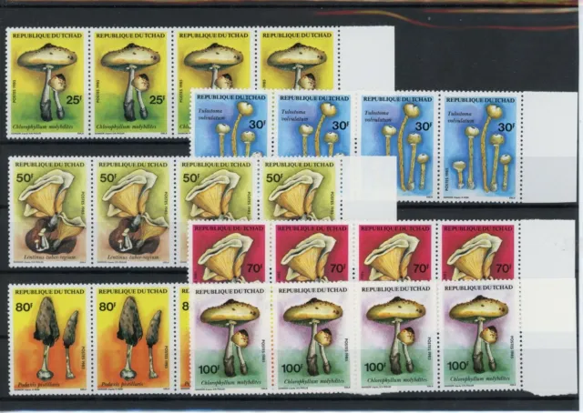 Tschad Viererstreifen 1092-1097 postfrisch Pilze #JO660