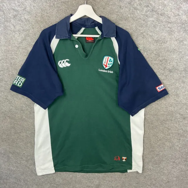 Vintage London Irish Rugby Shirt Mens XL Green Canterbury Union Home Jersey 2003