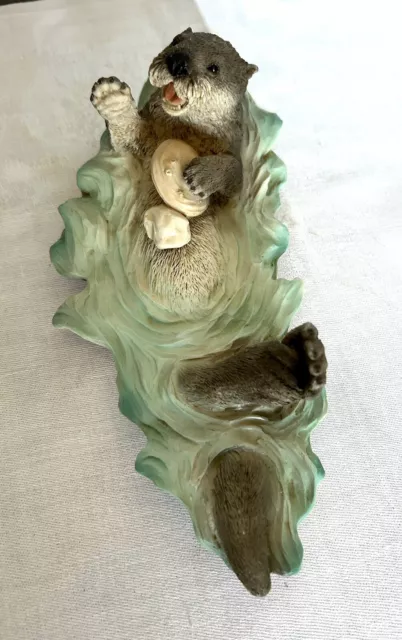 Large Vintage CASTAGNA Italy Sea Otter Figurine Hand Sculpted Signed Collectible