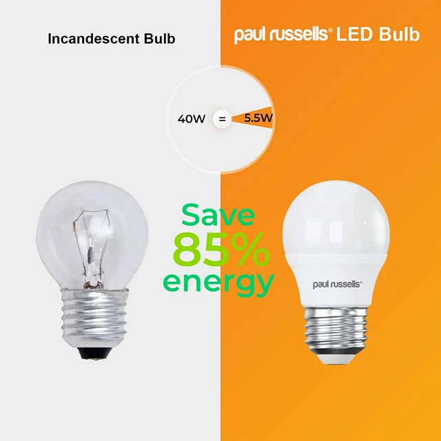 6x Paul Russells LED Glühbirne Edison Schraube E27,40w Glühlampe warm weiß 2