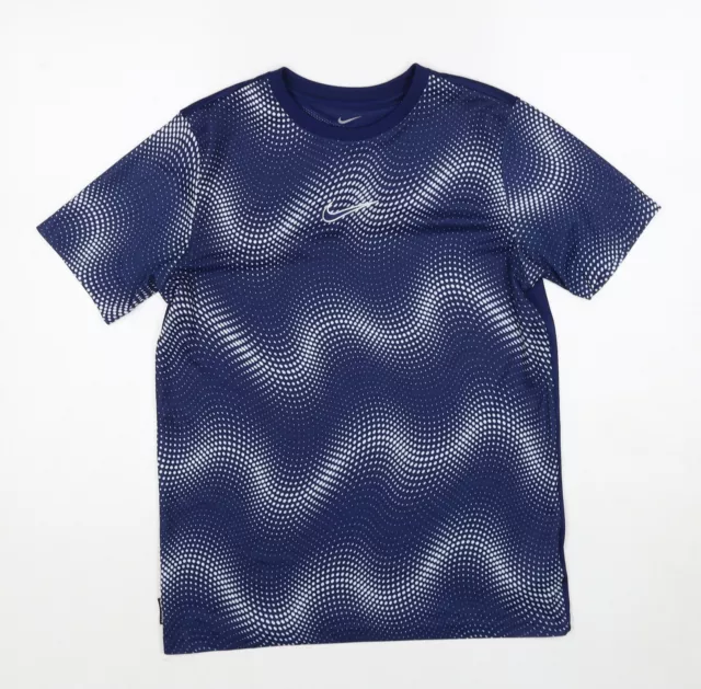 Nike Jungen blau geometrisch Polyester Basic T-Shirt Größe 13-14 Jahre Rundhals Pull