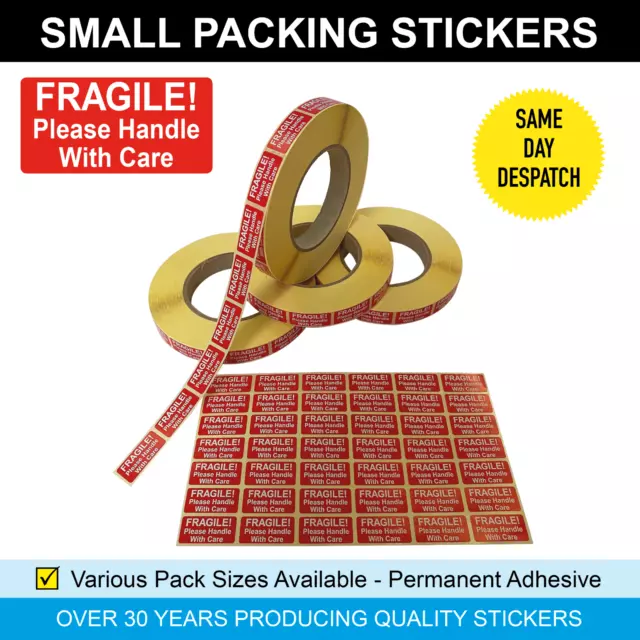 FRAGILE Please Handle With Care - Small Packing - Sticky Labels / Stickers