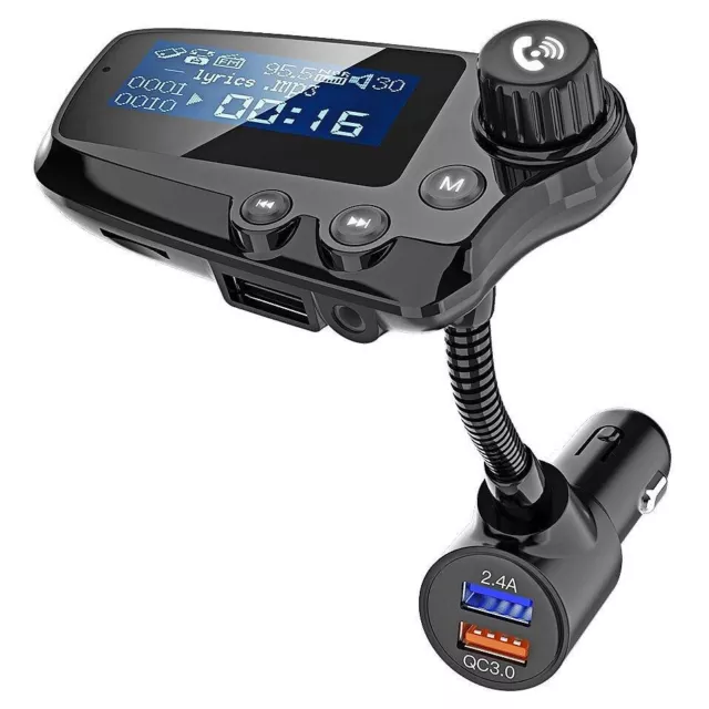 Wodgreat T91 Wireless Bluetooth FM Transmitter MP3 Player Radio Adapter 2xUSB