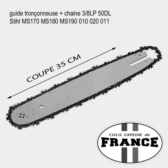 guide 35 cm tronçonneuse + chaine 3/850T Stihl MS170 MS180 MS190 010 020 011 010