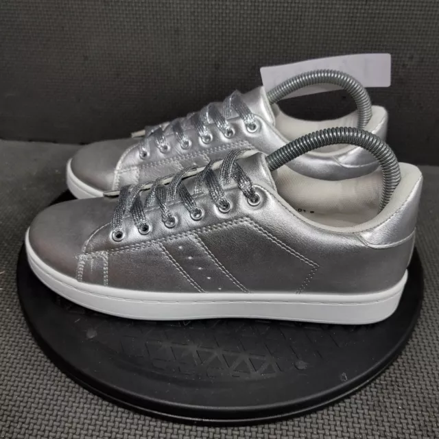 Refresh Action Shoes Womens Sz 8 Silver White Low Top Sneakers 3