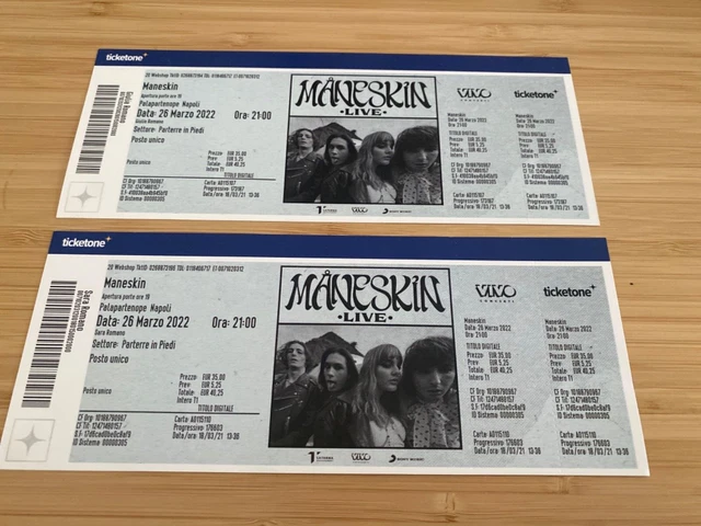 2 biglietti concerto maneskin Napoli 28 marzo '23 vendibili anche singolarmente