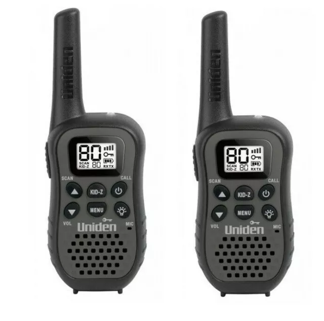 Uniden UH45BTW BLACK TWIN PACK 80 Channel UHF Walkie Talkie Radio with Kid Zone