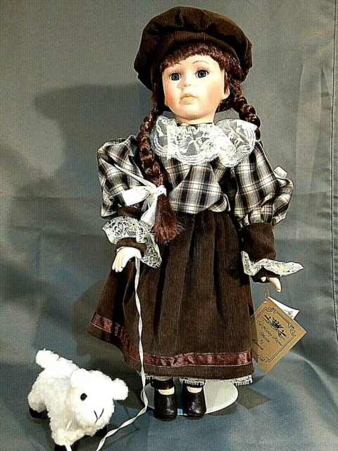 Porcelain Doll(241 ) "Mary and lamb" 16,5"-42cm  Leonardo Collection