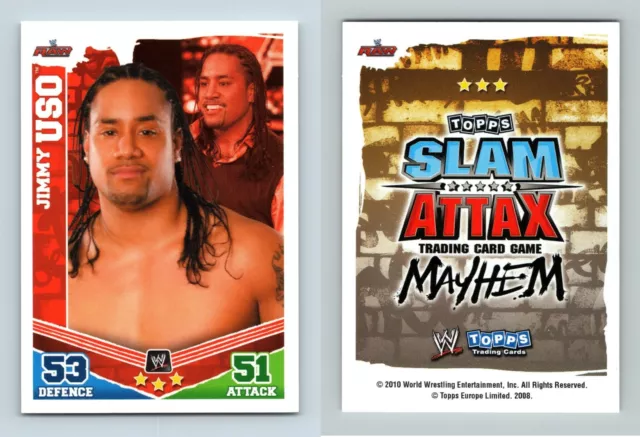 Jimmy Uso - WWE Slam Attax Mayhem 2010 Topps TCG Card