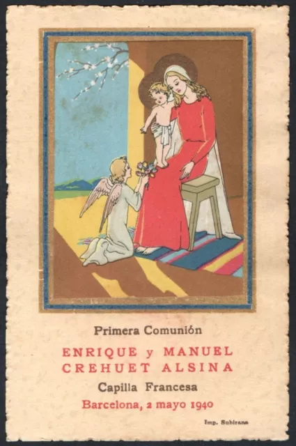Antico Santino de la Madonna image pieuse estampa holy card
