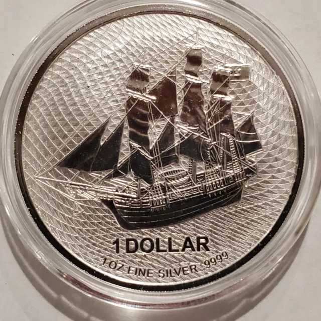 2023 1 oz .9999 Cook Islands Silver HMS Bounty 1$ Coin Mutiny Pirate Ship New!