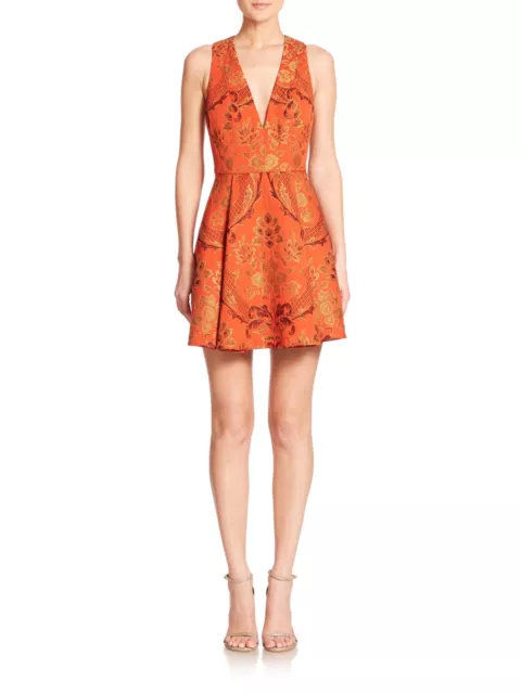 Alice & Olivia Orange Brocade Dress Size 10 Chic Summer Wedding