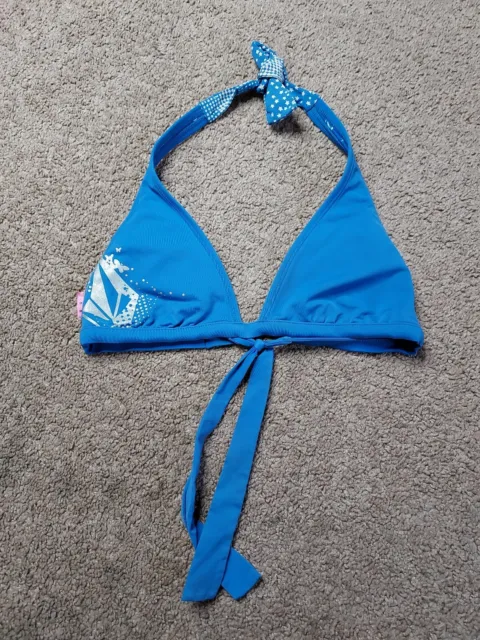 Women's Size Medium Volcom Blue Reversible Triangle Bikini Top