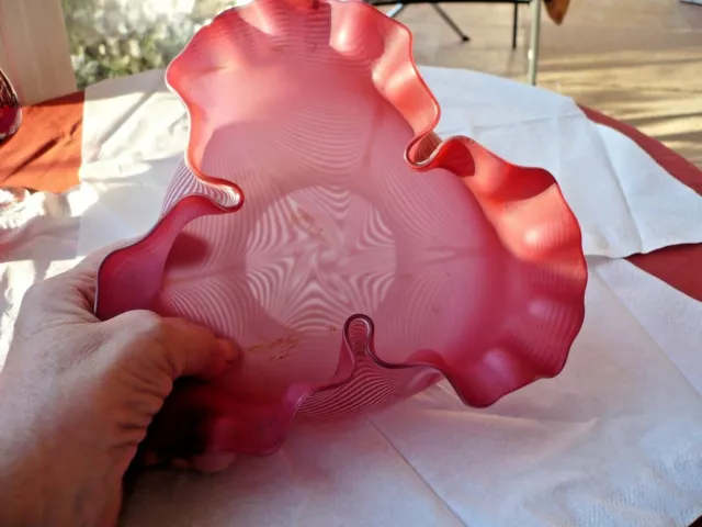 Antique Victorian  Cranberry Glass Bowl 2